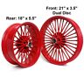 Hd-frw-c3621-red-gsp-0818 Tarazon Fat Spoke Cast Wheels Set Dual Disc For Harley