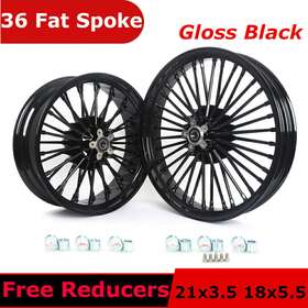 Hd-frw-c3621-1-bla-ef-124 Tarazon 21x3.5 18x5.5 Fat Spoke Wheels Rims For Harley Dyna Wide Glide Softail Fatboy