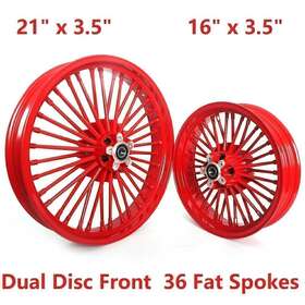 Hd-frw-c3622-red-ef-715 Tarazon 21 And 16 Fat Spoke Wheels For Harley Softail Heritage Classic Flst Fxst