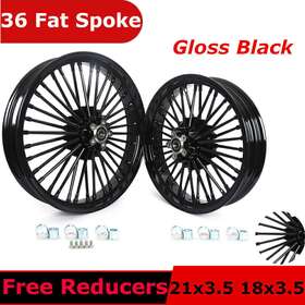 Hd-frw-c3623-1-bla-gsp Tarazon 21 And 18 Fat Spoke Wheels Rims For Harley Softail Fatboy Heritage Deuce Classic