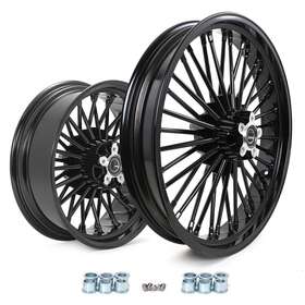 Hd-frw-c3624-bla-rf Tarazon 21x3.5 16x5.5 Fat Spoke Wheels Rims For Harley Softail Fatboy Night Train Deuce