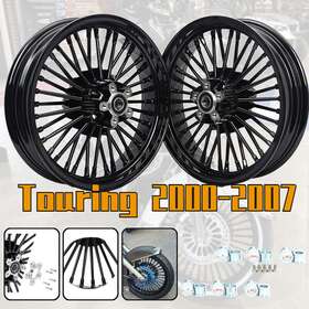 Hd-frw-c3632-2-bla-skywave Tarazon 16x3.5 Fat Spoke Wheels Set For Harley Touring Baggers Road King Glide 2000-2007