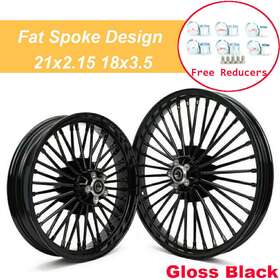 Hd-frw-c3643-1-bla-rf-0908 Tarazon 21x2.15 18x3.5 Fat Spoke Wheels For Harley Softail Night Train Dyna Fxdl Fxdb