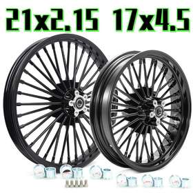 Hd-frw-c3649-1-fb Tarazon 21x2.15 17x4.5 Fat Spoke Wheels For Harley Choppers Dyna 06-17 Fxdb Street Bob