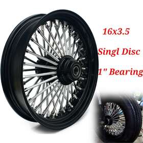 Hd-fw-2481-bla-gsp-0758 Tarazon 16x3.5 48 Fat Spoke Front Wheel Rim Single Disc Hub For Harley Softail Flstc