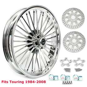 Hd-fw-c362-2-1502pol2-bla-fb Tarazon 21x3.5 Fat Spoke Front Wheel For Harley Touring Road King Flh 2000-07 With Rotors