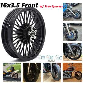 Hd-fw-c363-bla-sky-0605 Tarazon 16x3.5 Fat Spoke Front Wheel Rim Hub For Harley Softail Heritage Springer Fatboy