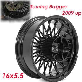 Hd-rw-c365-bla-efb Tarazon 16x5.5 Fat Spoke Rear Wheel Cush For Harley Touring Street Road Glide 09-23 Flhx