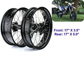 Ktmws350500-blabla-1222 Tarazon 17 Inch Supermoto Black Spoked Wheel Set For Husqvarna Xc-f Exc Sx Sxs Xcw Exc-f Sxf