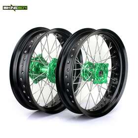 Kxfws350425-gre-bk-91 Tarazon For Kawasaki Supermoto 17 Inch Wheel Rim Hub Set Kx250f Kx450f 06-18 Kx125/250 06-13