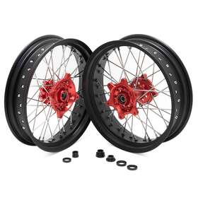 Xrws350425-red-sd-82 Tarazon For Honda Supermoto 3.5 Inch /4.25x17 Cnc Spoked Wheel Set Xr650l 1993 94 95 96-2023