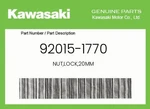Kawasaki Genuine NUT,LOCK,20MM 92015-1770. Fixed Price $26.90.