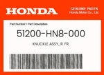 Honda Genuine Knuckle Assy., Fr. 51200-HN8-000. Fixed Price $202.28.