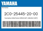 Yamaha Genuine Sprocket, Driven (45T) 2C0-25445-20-00. Fixed Price $55.89.