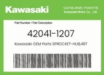 Kawasaki Genuine SPROCKET-HUB,49T 42041-1207. Fixed Price $65.38.