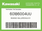 Kawasaki Genuine BEARING-BALL,#6004UUC3 601B6004UU. Fixed Price $27.97.