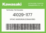 Kawasaki Genuine SPOKE-INNER,RR,RH,153MMX168D 41029-1177. Fixed Price $9.99.