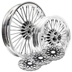 21X3.5 16X3.5 Fat Spoke Wheels & Wave Rotors For Harley Electra Glide Flht 00-07. Fixed Price $935.13.
