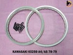 Kawasaki KX250 A4 A5 78-79 Front+ Rear Aluminium Silver Wheel Rim Set *NAN4530*. Fixed Price $173.85.
