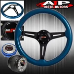 Quick Release For 96-05 Civic Blue Wood Black Center Deep Dish Steering Wheel. Fixed Price $87.99.